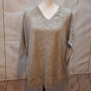 Torrid Plus Gray V-Neck Pointelle Sweater Sz 2